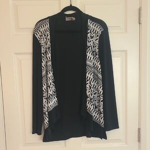 Chico's Black Cardigan with White Geometric Front Panels